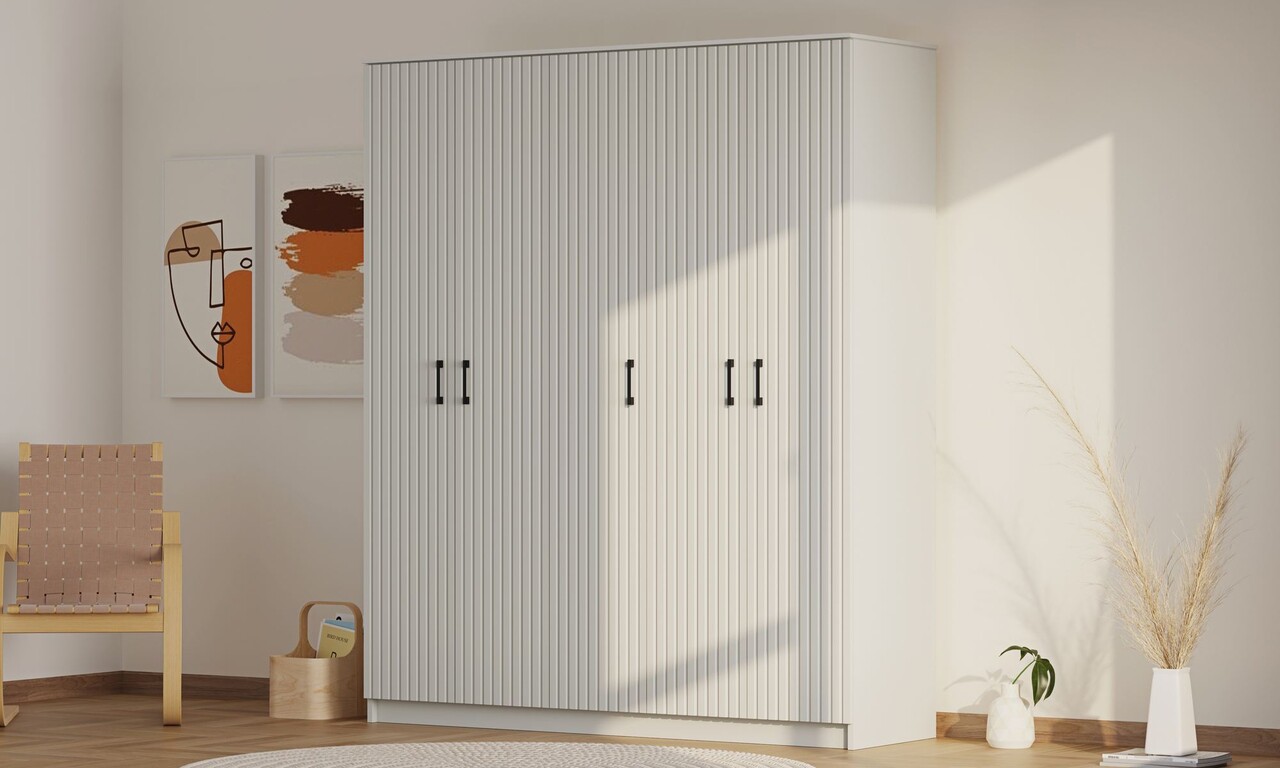 Dulap pentru haine, Hanah Home, Rb-185-05, 175x210x52 cm, Alb mat - imagine 6